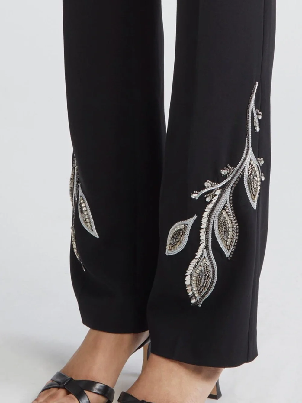 cinq a sept Black Embellished Straight-Leg Trousers